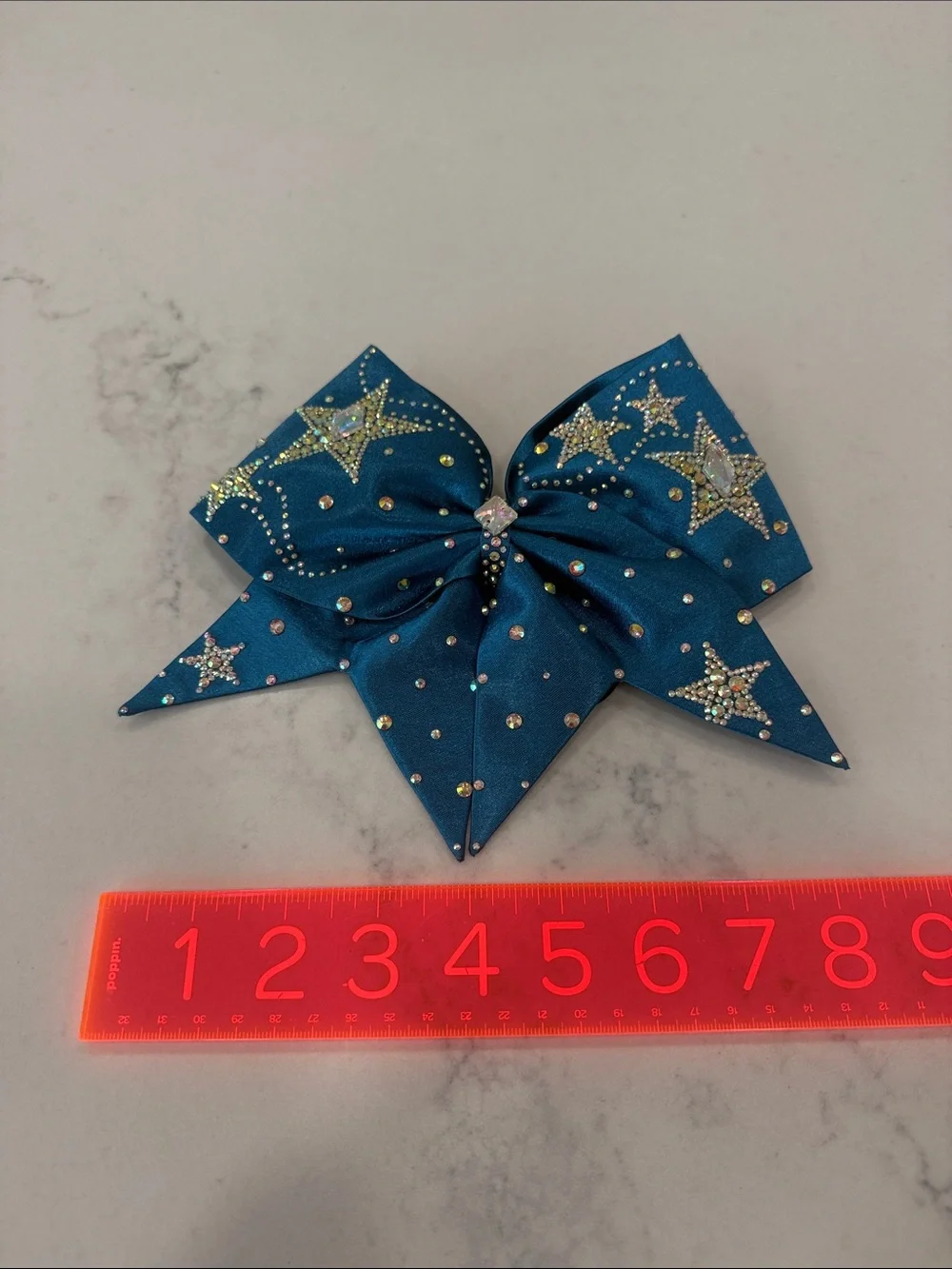 Teal Star Rhinestone Hair Bow by Bows of London